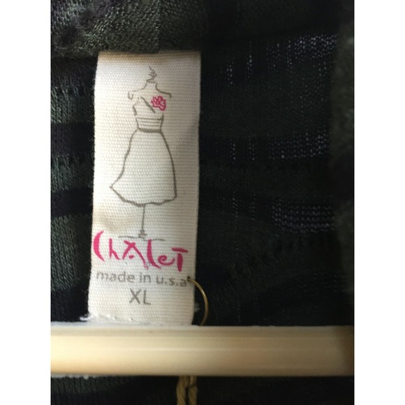 Chalet Green Black Patterned Open Cardigan Wrap - Waterfall Rayon XL Textured - Picture 5 of 12